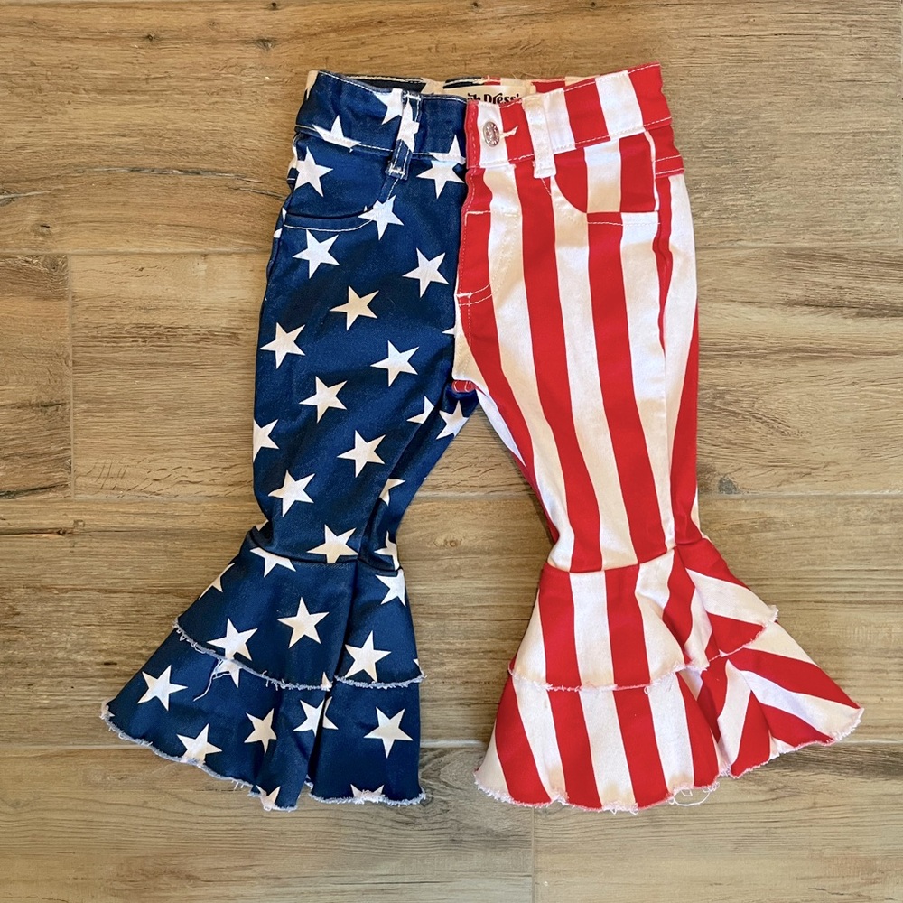 NWOT Ranch Dress’n Baby Girl American Flag Flares 9-12mo